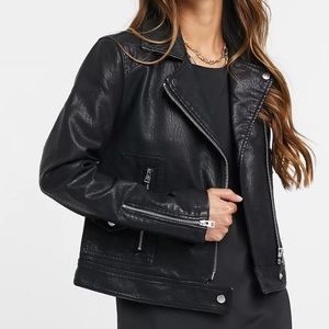 topshop faux leather jacket sz 2